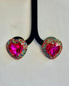 Pink Retro Heart Drop Earrings