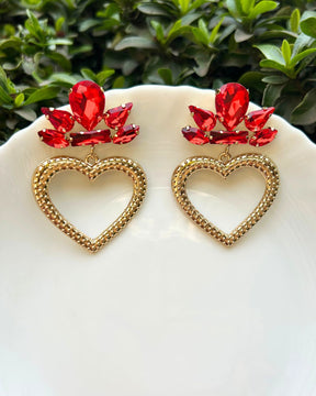 Crystal Rhinestone Heart Dangle Drop Earrings