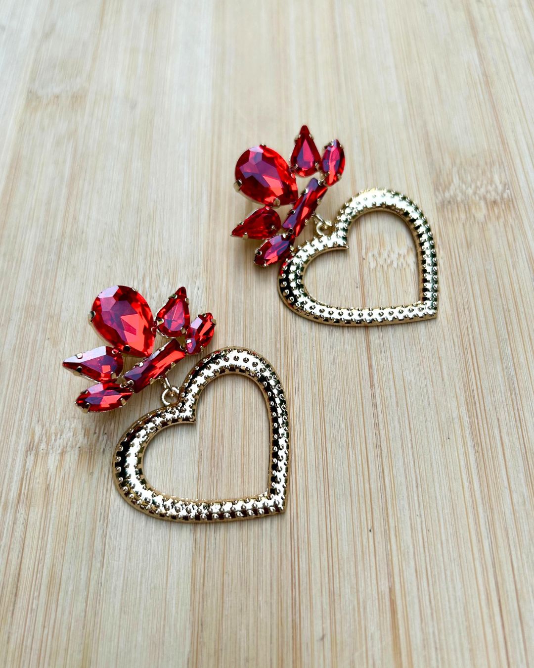 Crystal Rhinestone Heart Dangle Drop Earrings