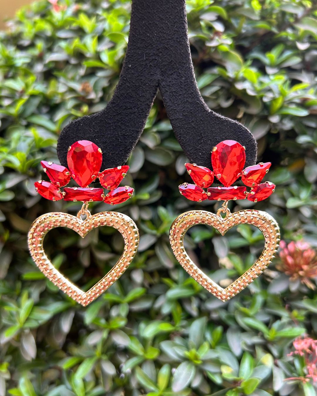 Crystal Rhinestone Heart Dangle Drop Earrings