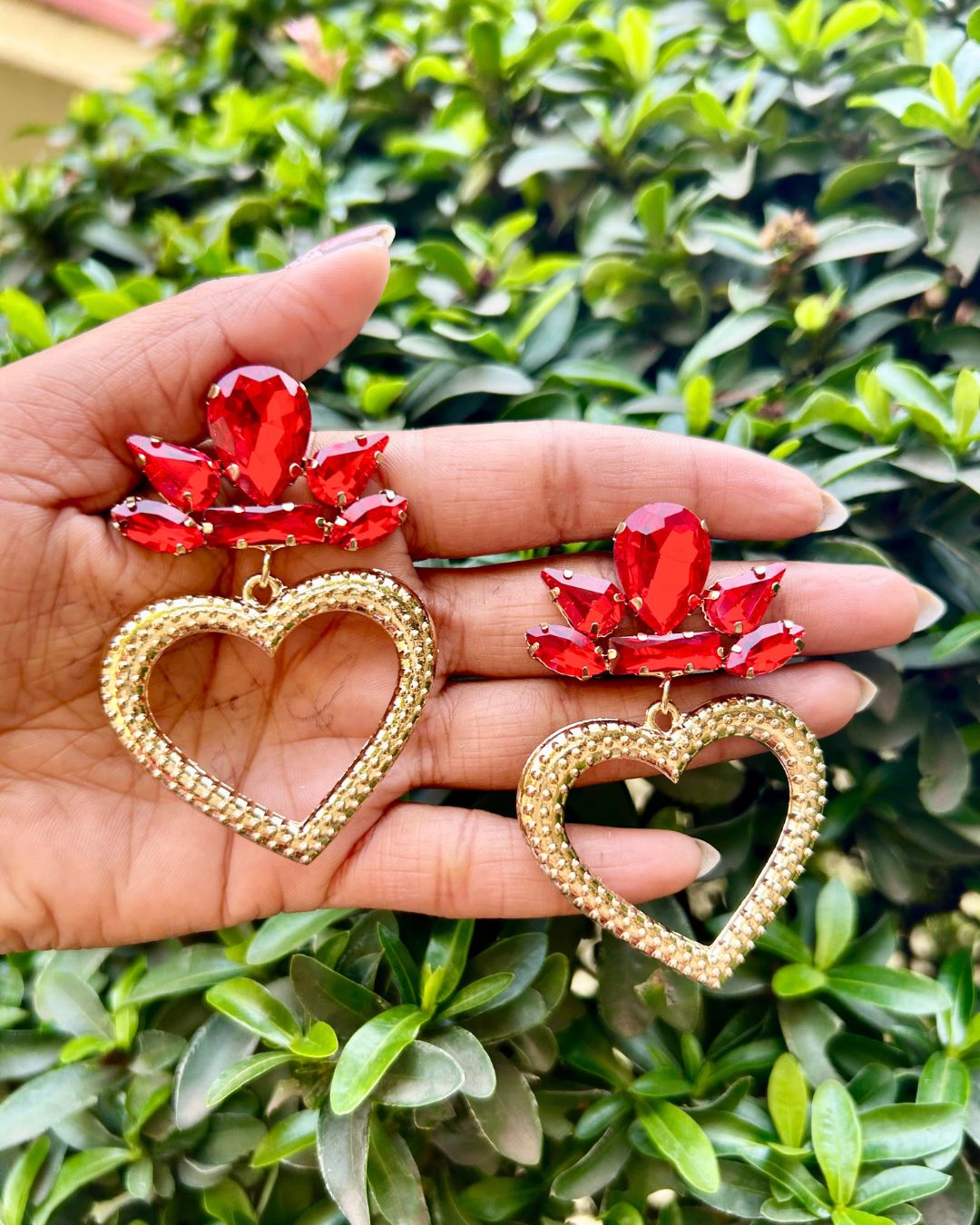 Crystal Rhinestone Heart Dangle Drop Earrings