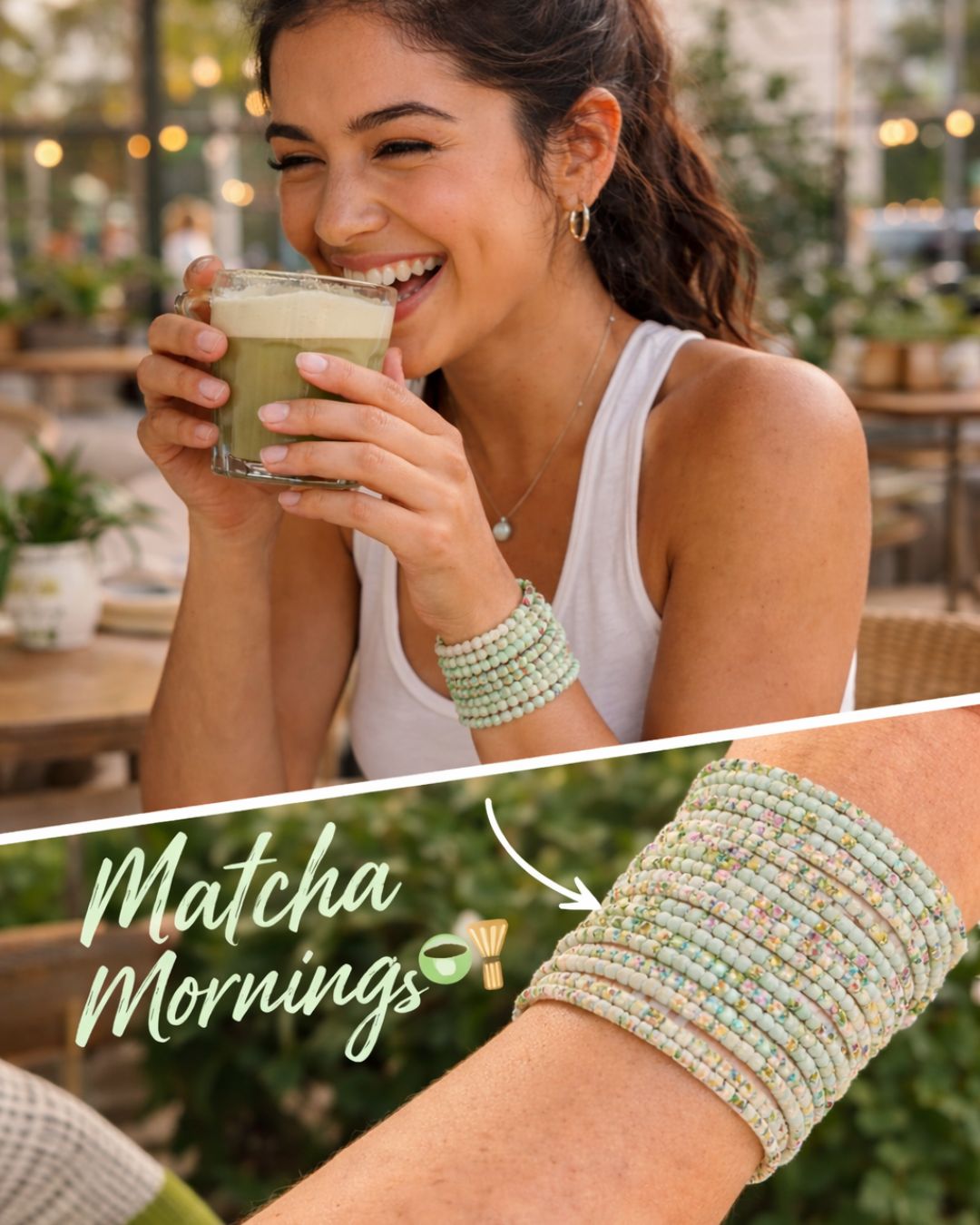 Matcha Mood Girl - Silver Plated Stretchable Bracelet - Pack of 12