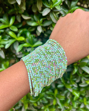 Matcha Mood Girl - Silver Plated Stretchable Bracelet - Pack of 24