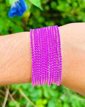 Stretchable Pastel Lilac Silver Plated Bracelet - Pack of 12
