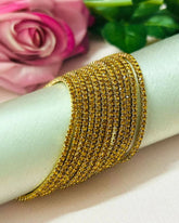 Stretchable Golden Gold Plated Bracelet - Pack Of 12