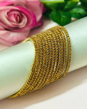 Stretchable Golden Gold Plated Bracelet - Pack Of 12