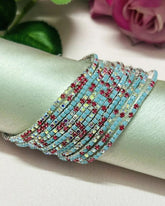 Stretchable Candy Blue Silver Plated Bracelet - Pack of 12