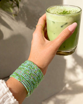Matcha Mood Girl - Silver Plated Stretchable Bracelet - Pack of 24