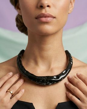 Black Resin Acrylic Collar Necklace
