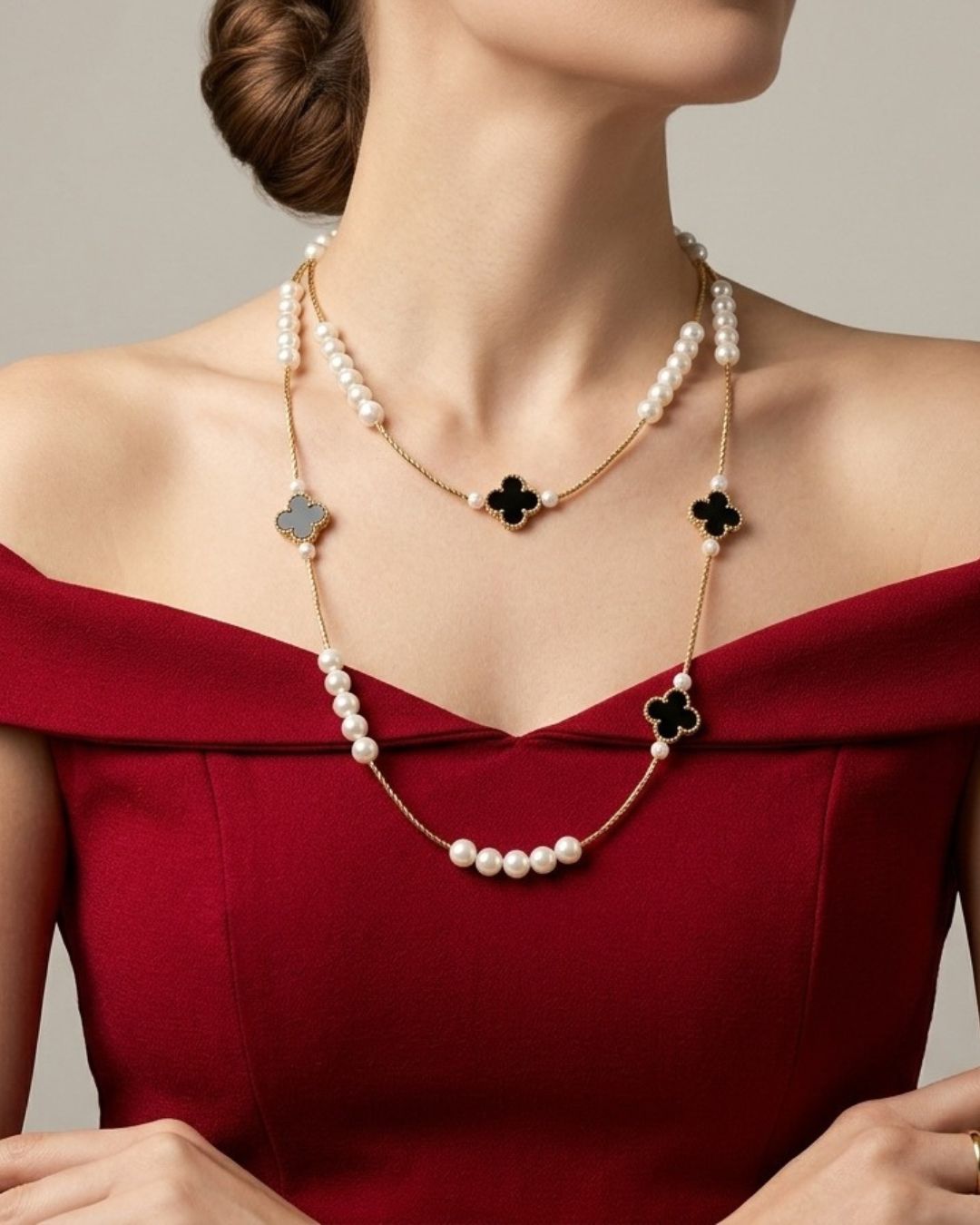 Black Clover And Pearl Mala Long