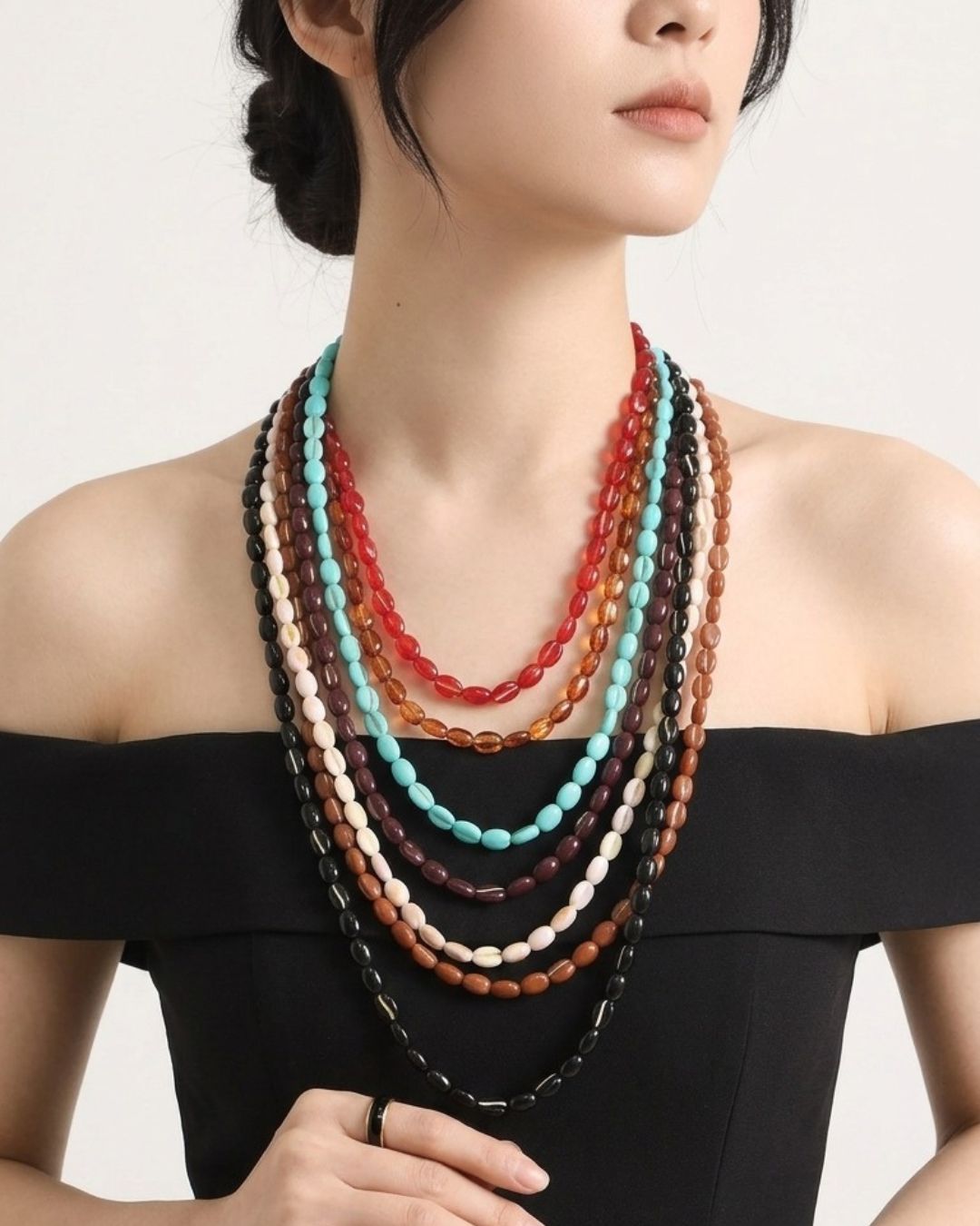 Resin Multi-strand Beaded Necklace