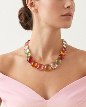 Maya Multicolor Statement Necklace With Earrings