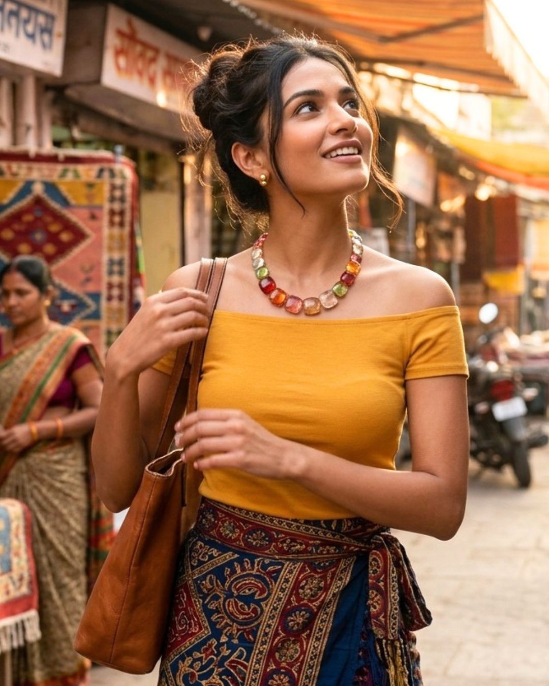 Maya Multicolor Statement Necklace With Earrings