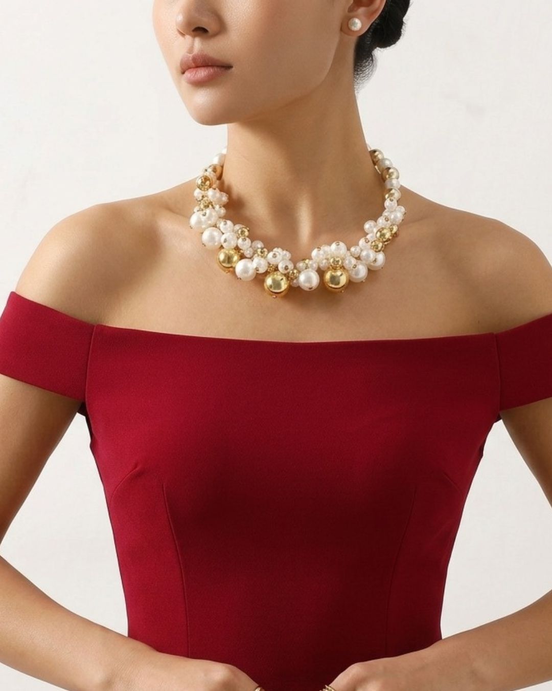 Pearl Ball Statement Necklace Choker