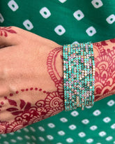 Stretchable Mint Sparkle Silver Plated Bracelet - Pack of 12