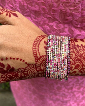 50 Shades of Pink Stretchable Bracelet  Set - Pack of 12