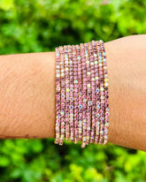 Stretchable Mix Maroon Gold Plated Bracelet - Pack of 12