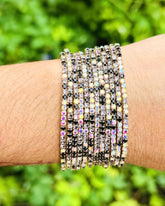 Stretchable Black & White Gold - Plated Bracelet - Pack of 12