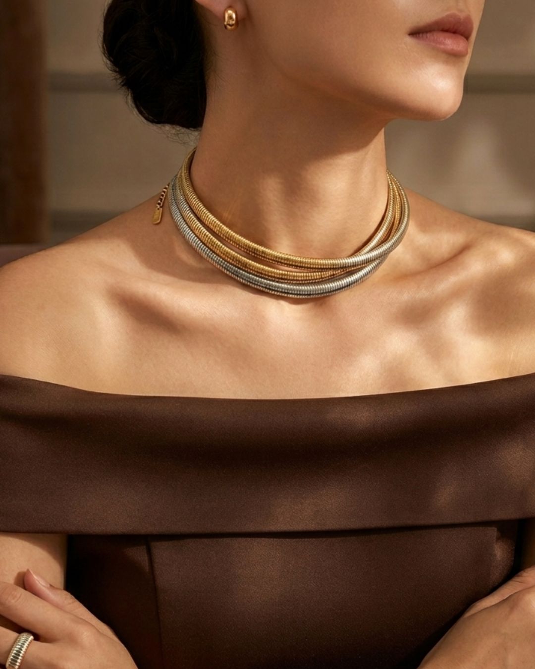 Gold Silver Twisted Choker