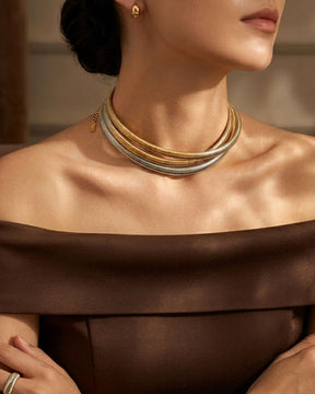 Gold Silver Twisted Choker