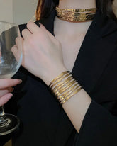 Golden Striped Statement Handcuff