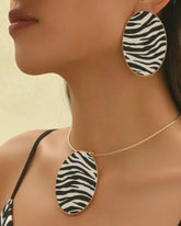 Zebra Print Oval Drop Earrings