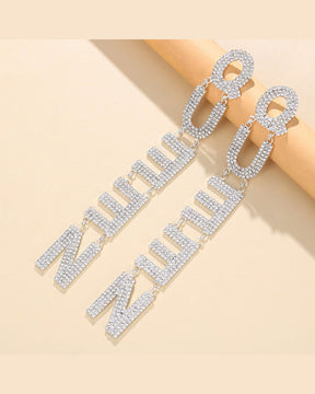 Silver Queen Rhinestone Drop Earrings