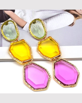 Maya Clear Crystal Multicolor Statement Earrings