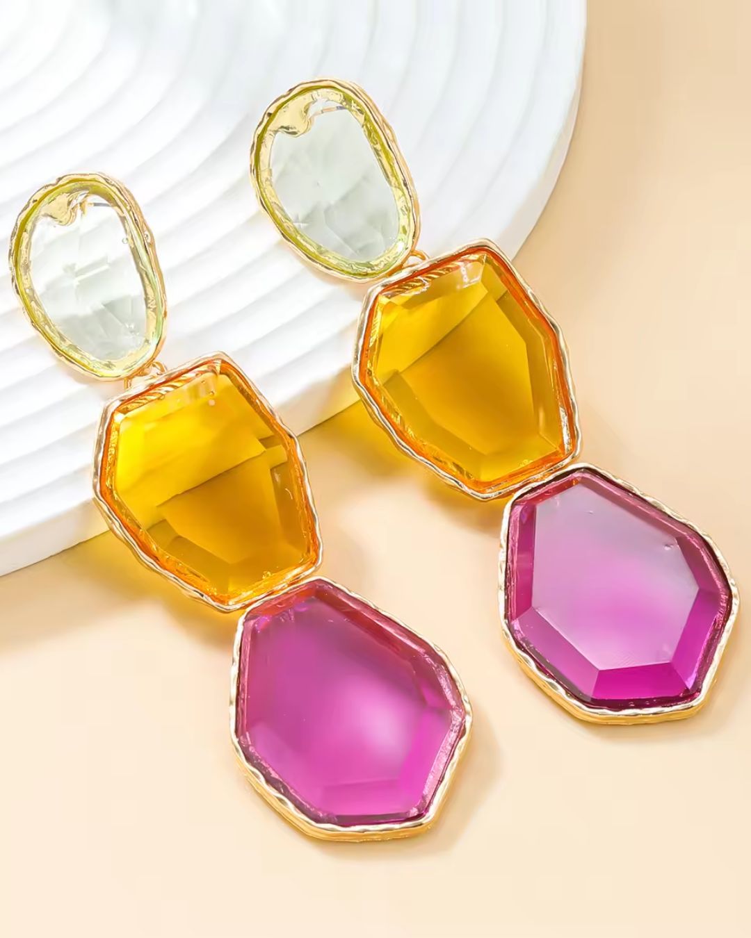 Maya Clear Crystal Multicolor Statement Earrings