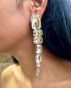 Silver Rhinestone Drop Earrings