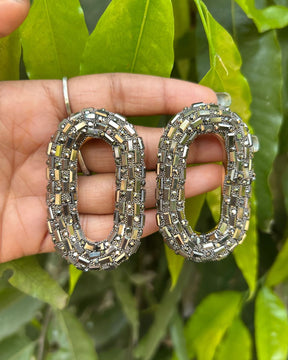 Bling Blogger Rhodium Oval Earrings