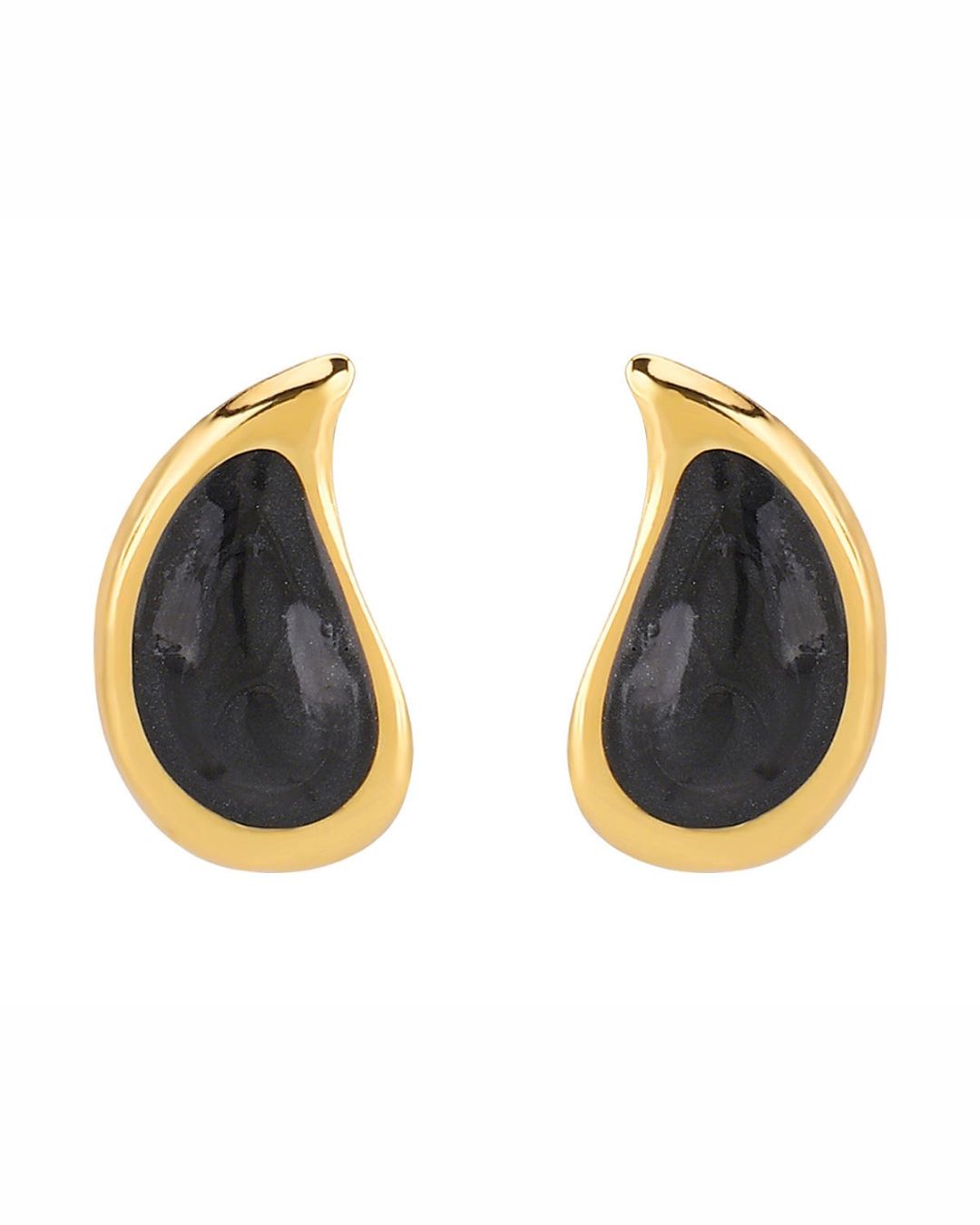 Black Golden Tear Drop Earrings