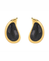Black Golden Tear Drop Earrings