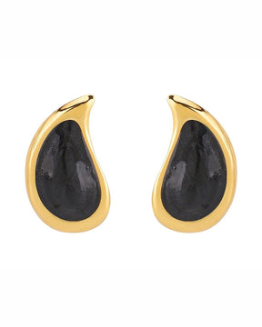 Black Golden Tear Drop Earrings