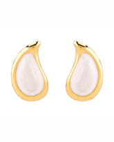 White Golden Tear Drop Earrings