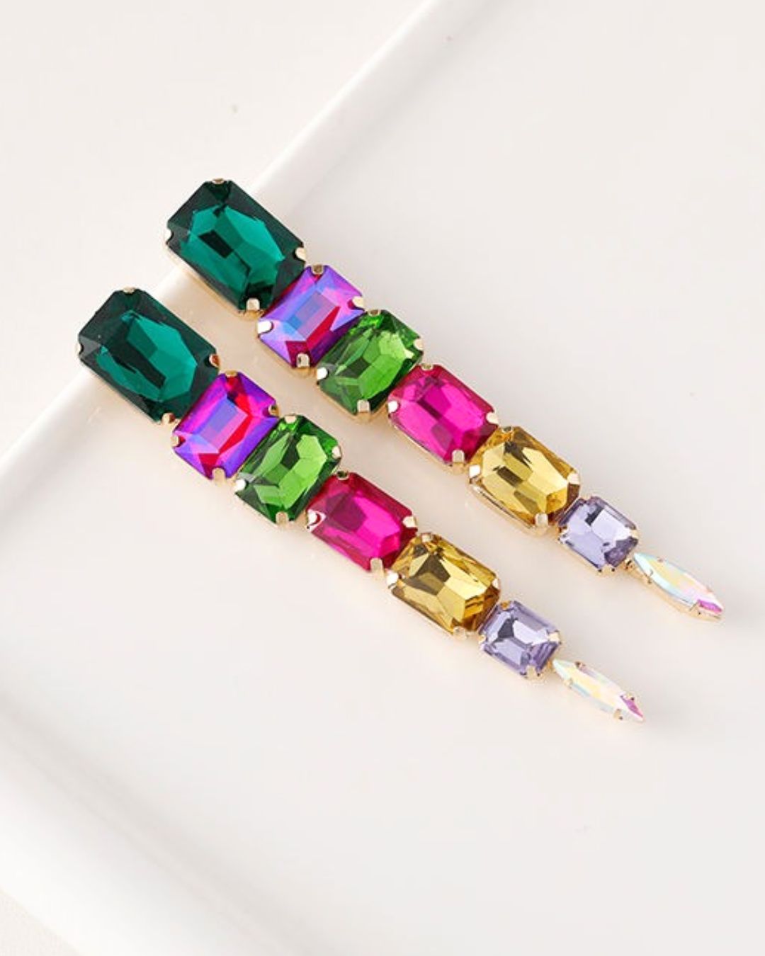 Multi Rhinestone Drop Earrings