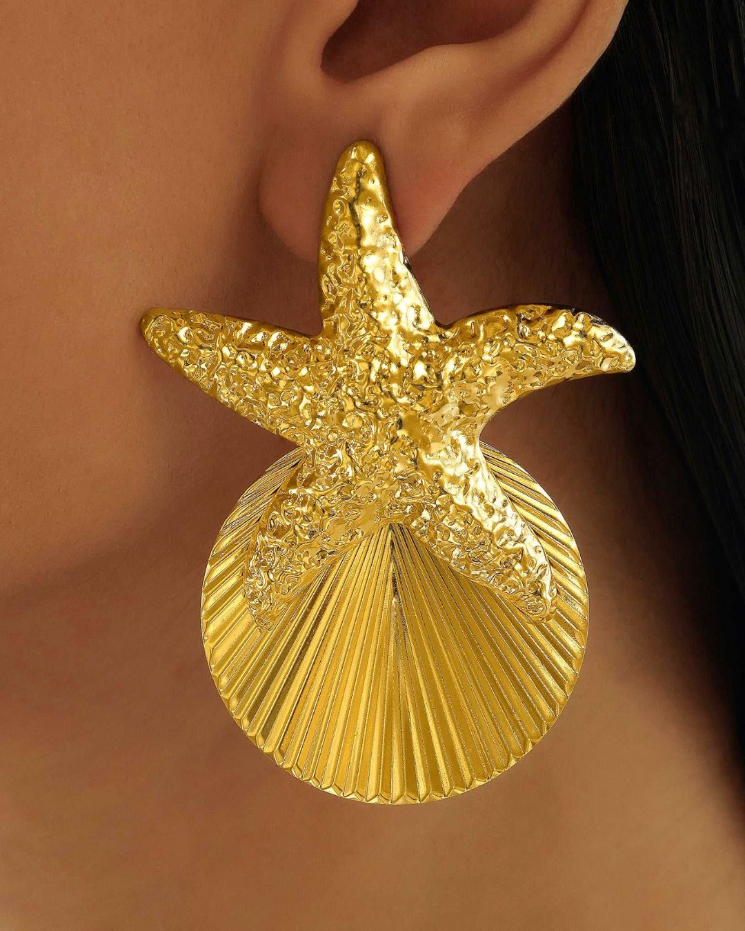 Star Shell Golden Earring - Small
