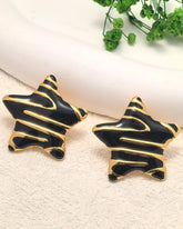 Black And Golden Star Stud Earrings