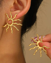 Golden Sunflower Stud Earrings