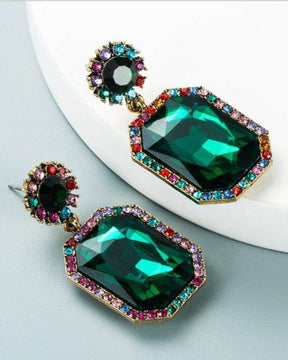 Emerald Green Sparkle Drop Earrings