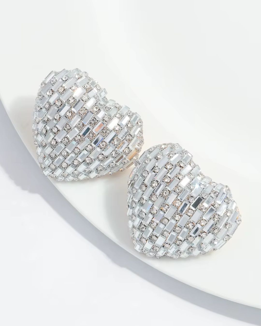 Bling Blogger Silver Heart Earrings - Small