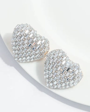 Bling Blogger Silver Heart Earrings - Small
