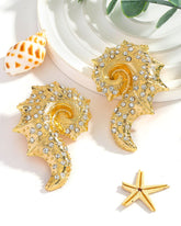 Ocean Beach Metal Crystal Conch Stud Earrings