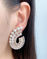 Pearl Spiral American Diamond Stud Earring