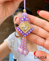 Handcrafted Purple Mirror Lumba Set - Rakhi