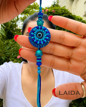 Handcrafted No Nazar Evil Eye Lumba Set - Rakhi