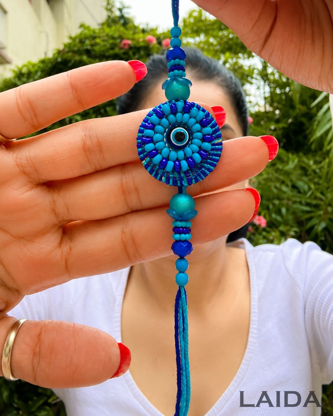 Handcrafted No Nazar Evil Eye Lumba Set - Rakhi