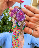 Handcrafted Colorful Beaded Tassel Lumba Set - Rakhi