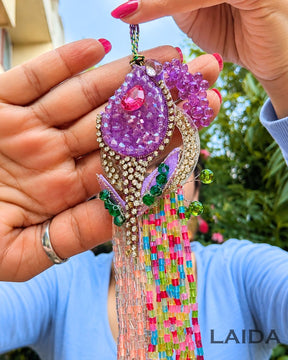 Handcrafted Colorful Beaded Tassel Lumba Set - Rakhi