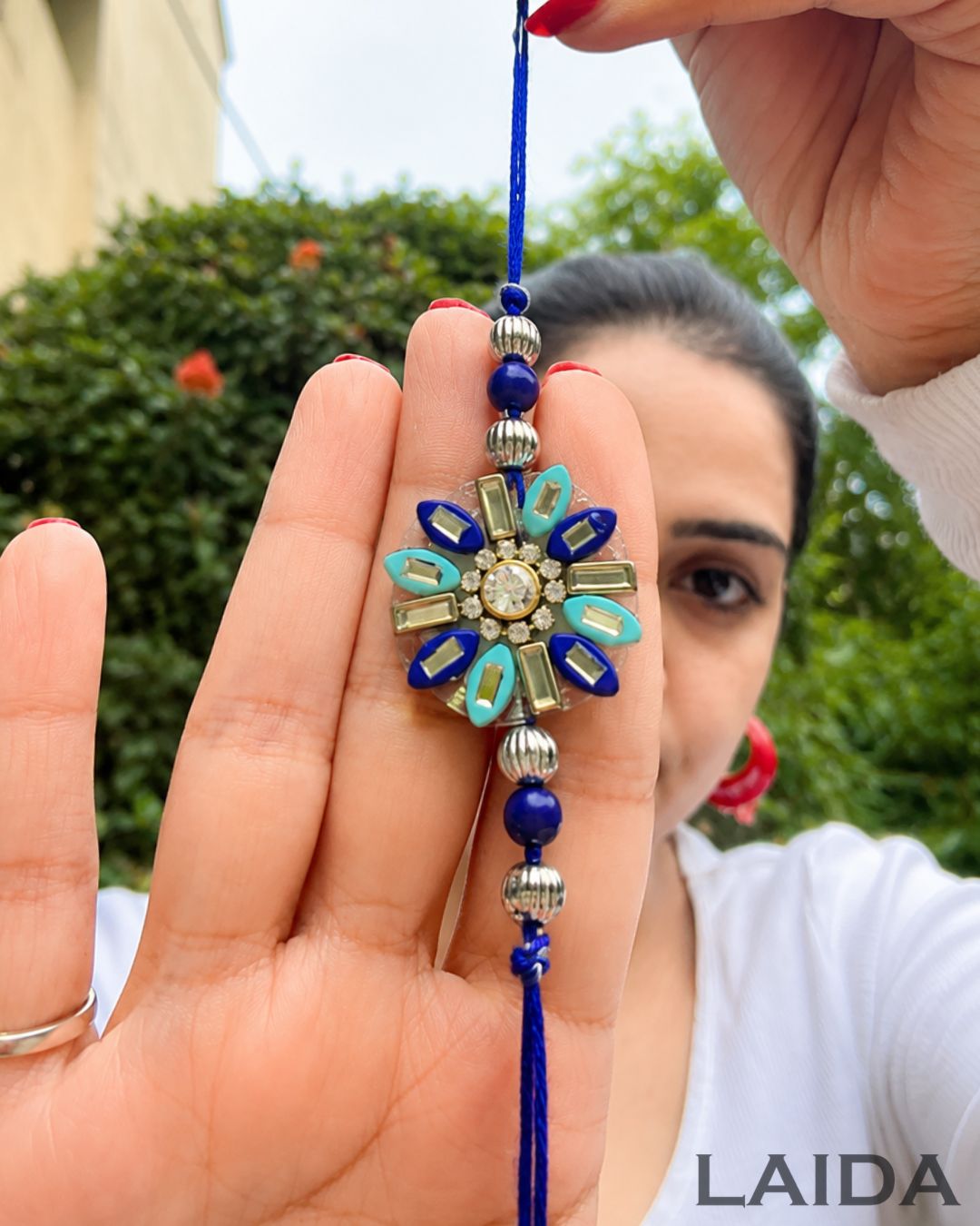 Handcrafted Metal Krishna Basuri Lumba Set - Rakhi